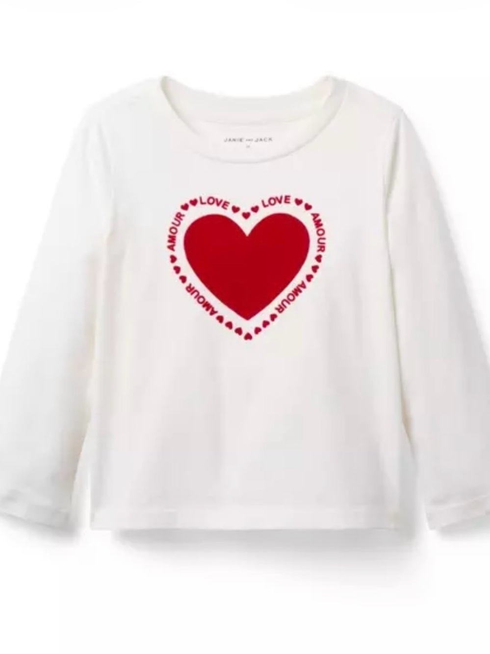 Janie and Jack White Long-Sleeve Tee with Red Heart Graphic - Picture 1 of 4